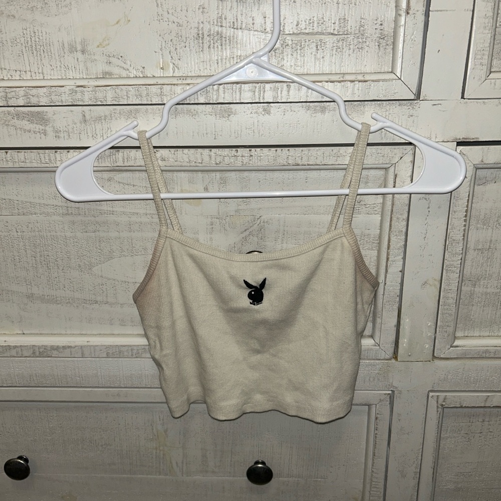Playboy Cream Crop Top